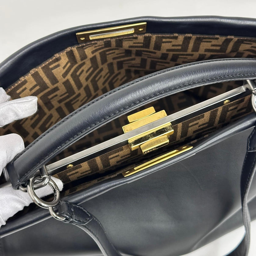 Fendi Borsa Peekaboo Large Pelle Nera e interno zucca