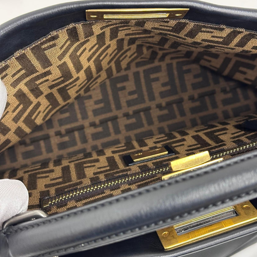 Fendi Borsa Peekaboo Large Pelle Nera e interno zucca