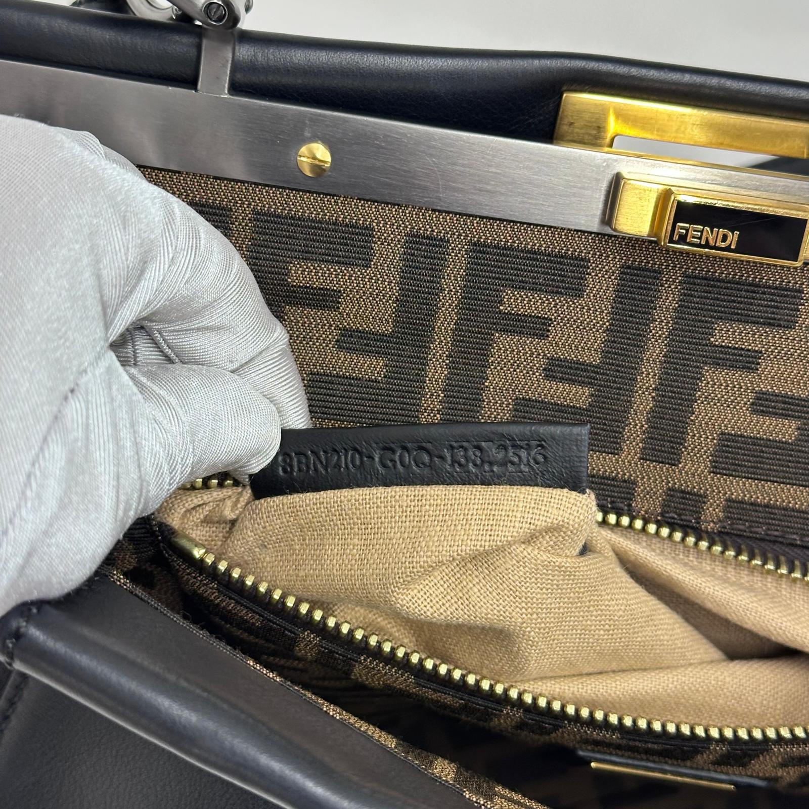 Fendi Borsa Peekaboo Large Pelle Nera e interno zucca