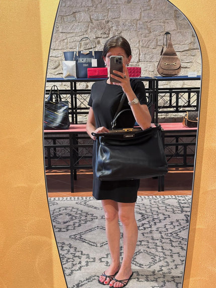 Fendi Borsa Peekaboo Large Pelle Nera e interno zucca