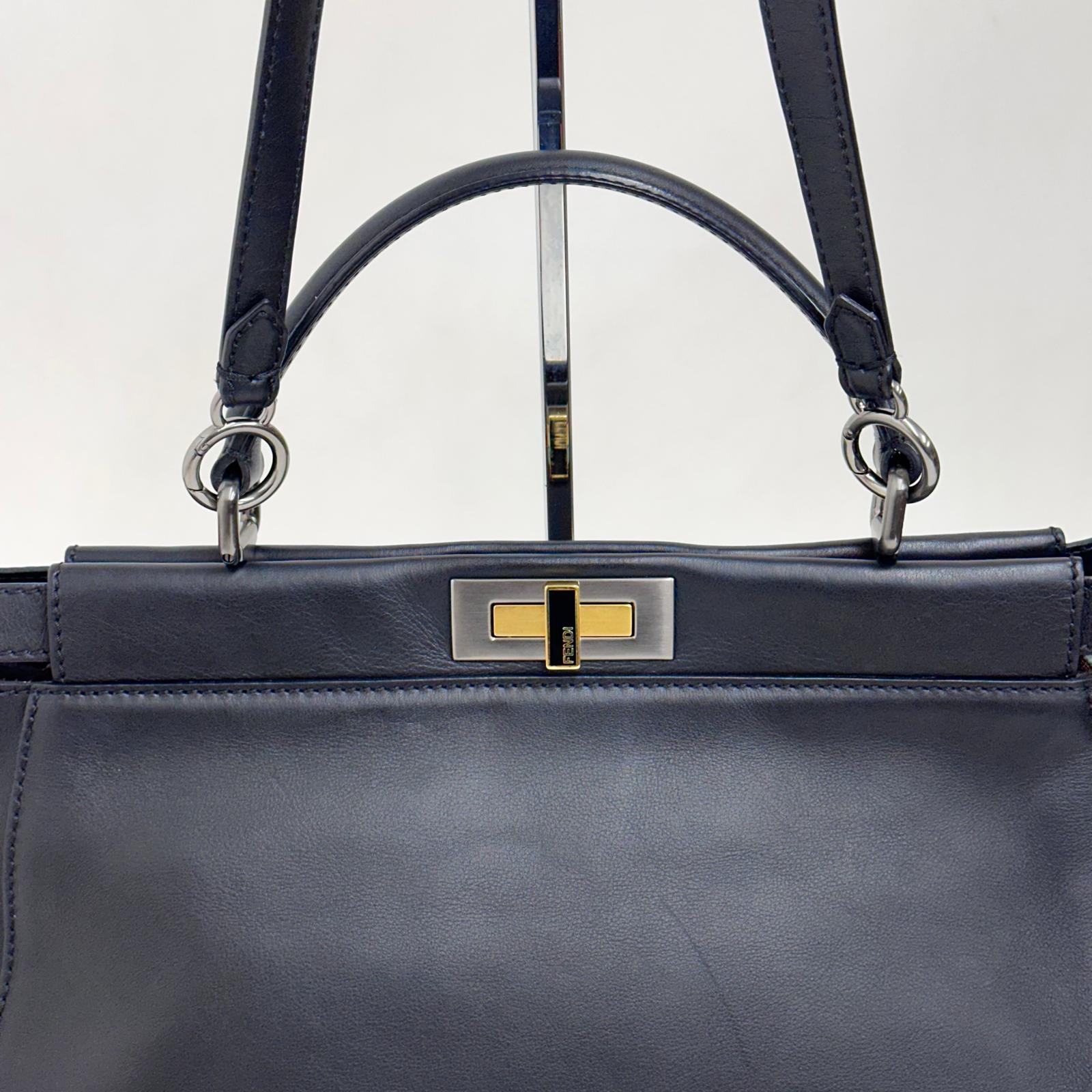 Fendi Borsa Peekaboo Large Pelle Nera e interno zucca