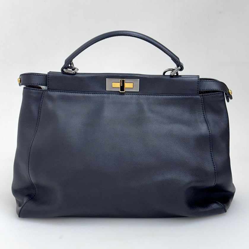 Fendi Borsa Peekaboo Large Pelle Nera e interno zucca