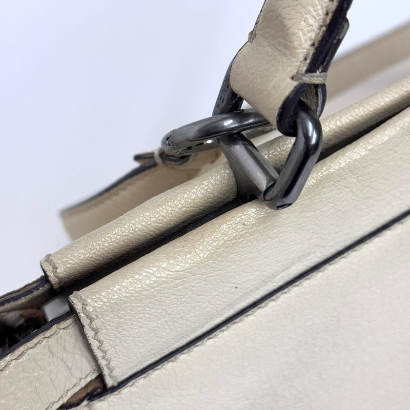 Fendi Borsa Peekaboo in pelle panna con interno leopardato