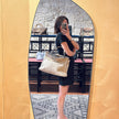 Fendi Borsa Peekaboo in pelle panna con interno leopardato