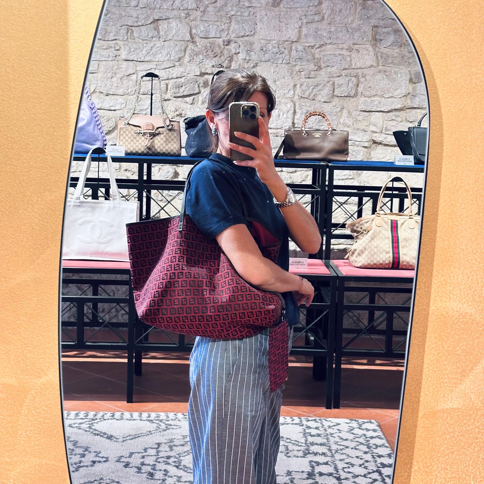 Fendi Borsa Roll Tote FF Zucchino Rossa