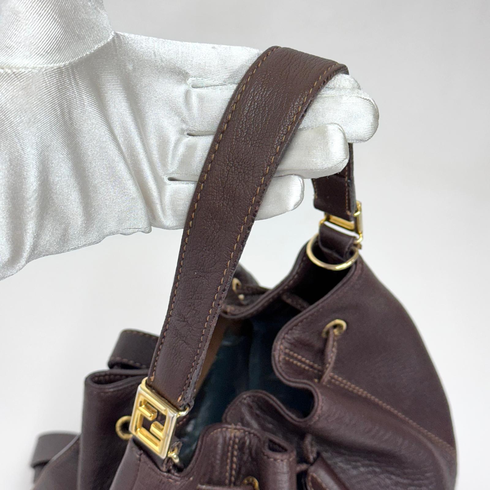 Fendi Borsa Secchiello Zaino Vintage Convertibile Marrone