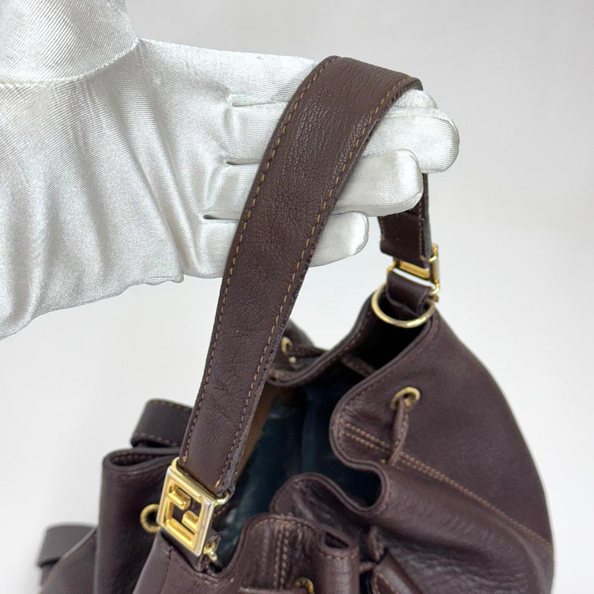 Fendi Borsa Secchiello Zaino Vintage Convertibile Marrone