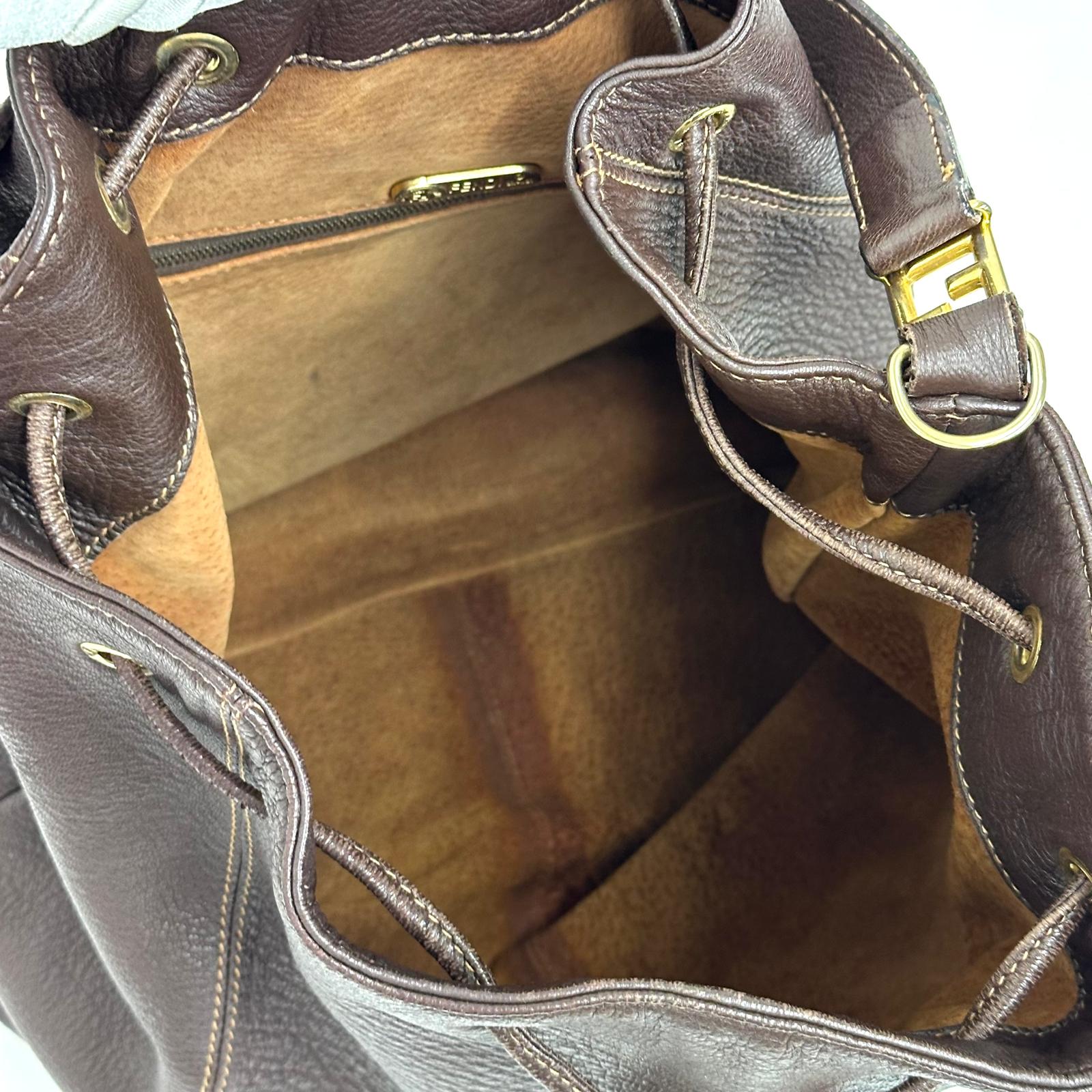 Fendi Borsa Secchiello Zaino Vintage Convertibile Marrone