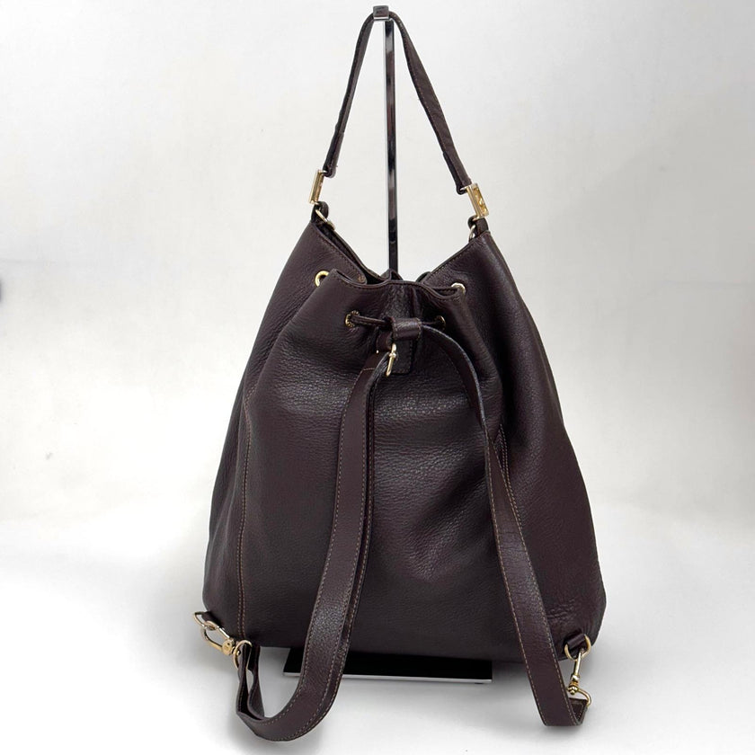 Fendi Borsa Secchiello Zaino Vintage Convertibile Marrone