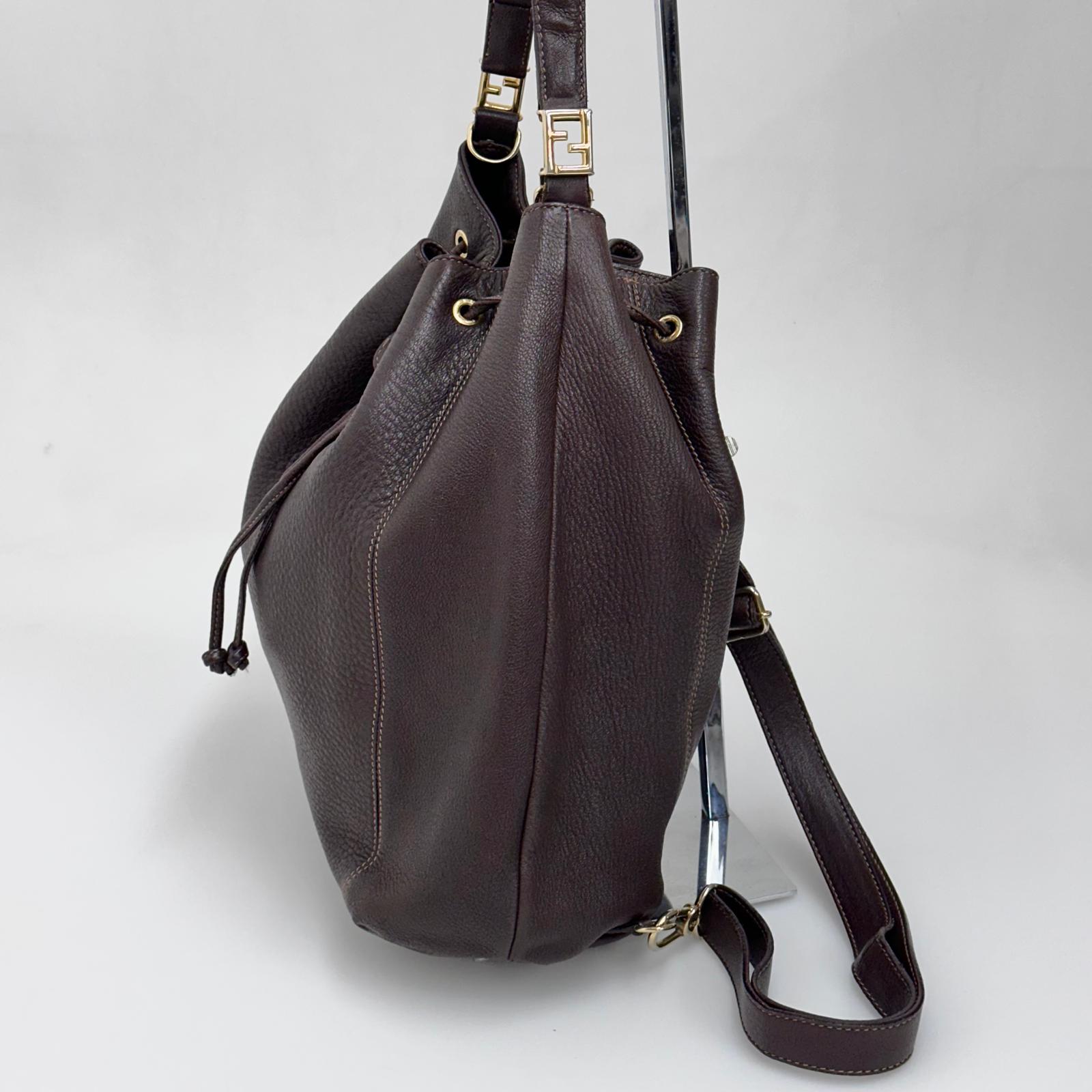 Fendi Borsa Secchiello Zaino Vintage Convertibile Marrone