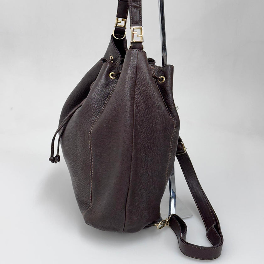 Fendi Borsa Secchiello Zaino Vintage Convertibile Marrone