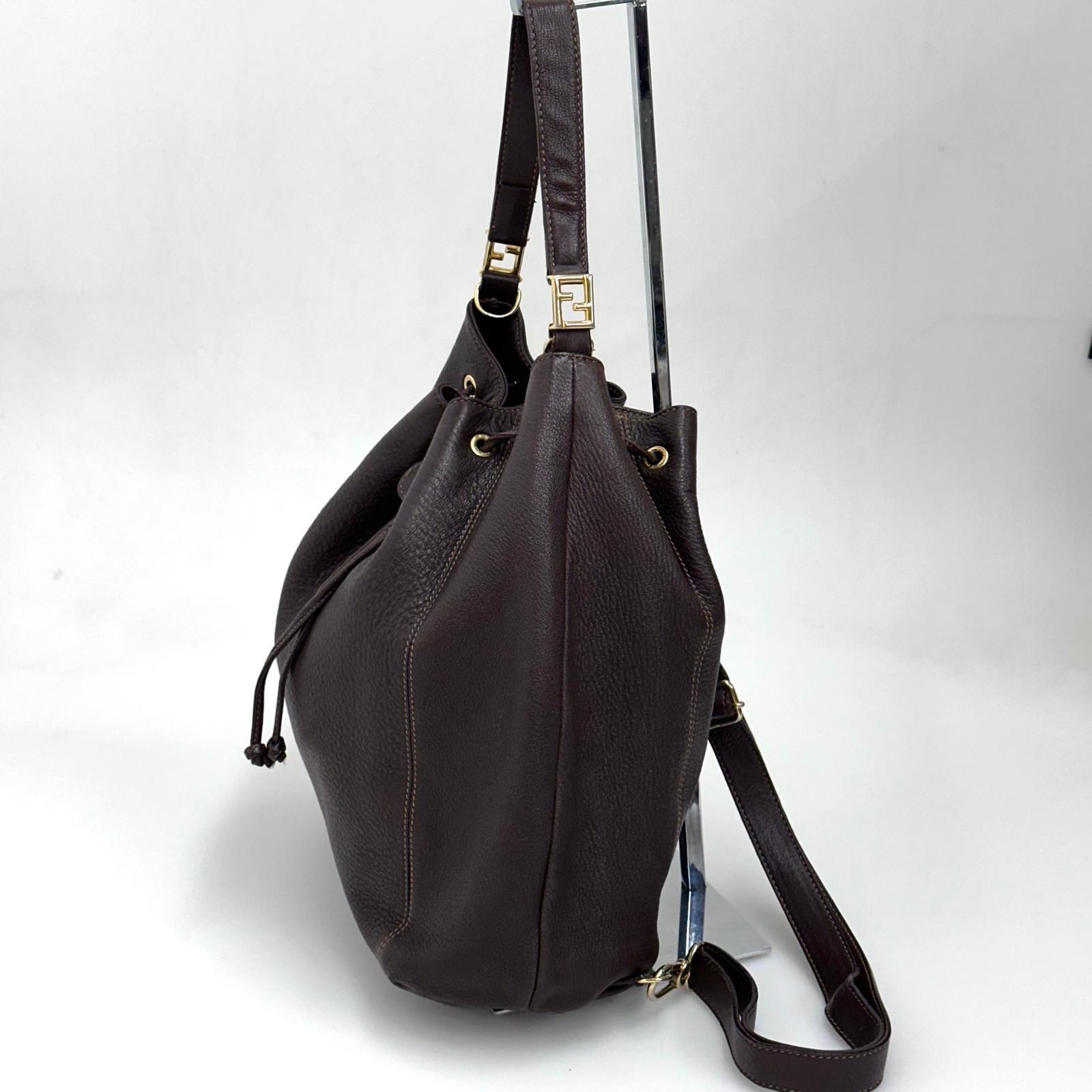 Fendi Borsa Secchiello Zaino Vintage Convertibile Marrone