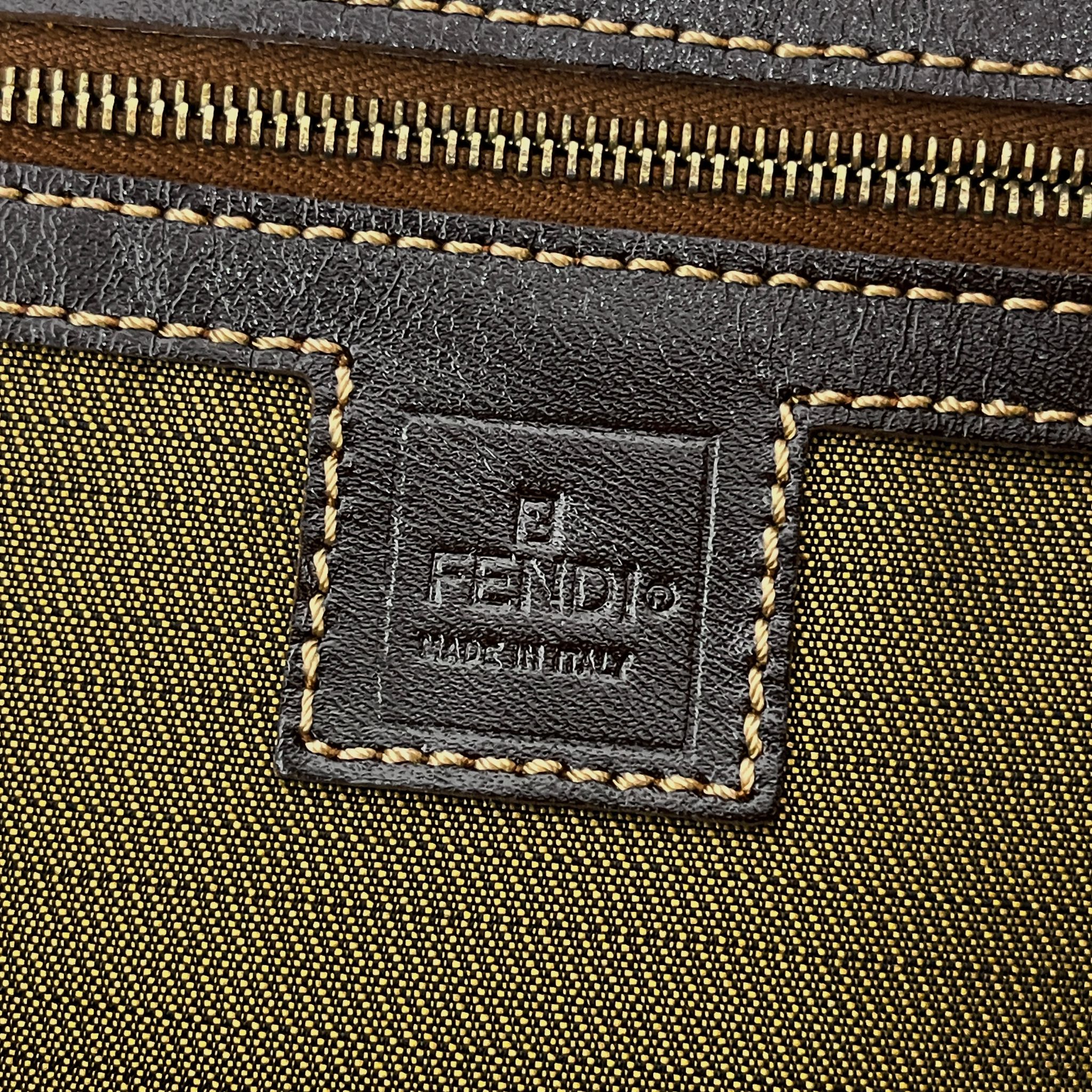 Fendi Borsa Shopper Hobo in Tela Zucca Marrone