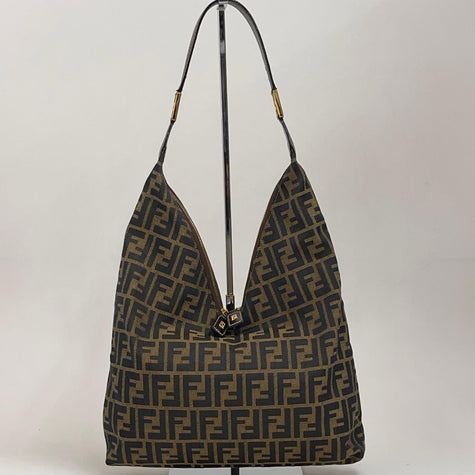 Fendi Borsa Shopper Hobo in Tela Zucca Marrone