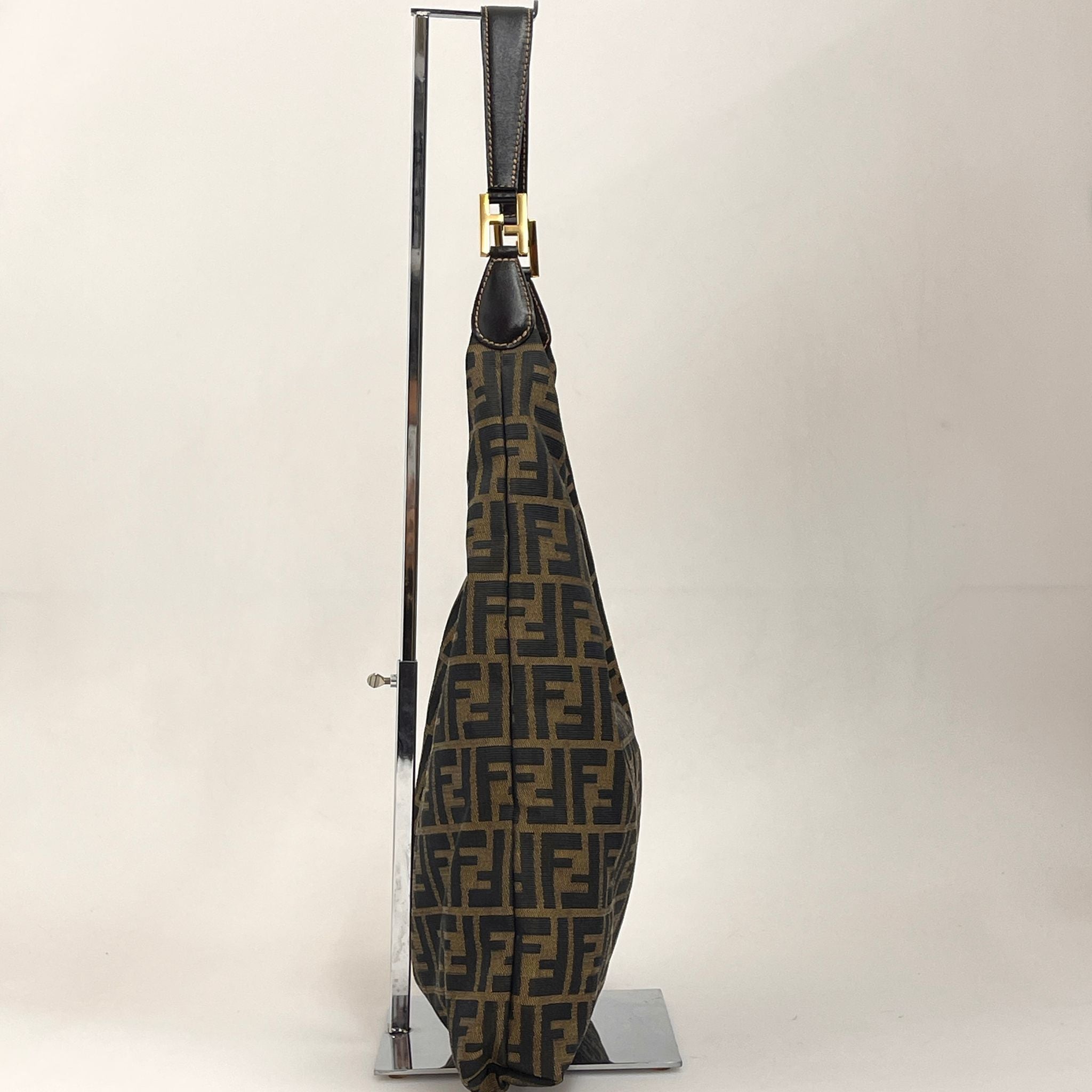 Fendi Borsa Shopper Hobo in Tela Zucca Marrone