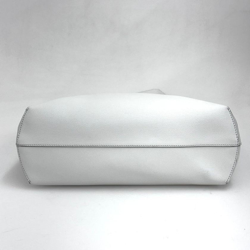 Fendi Borsa Shopping Logo Vitello Bianca con pochette