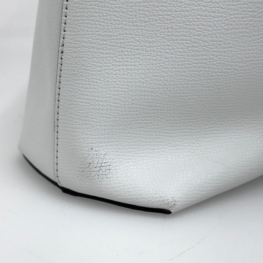 Fendi Borsa Shopping Logo Vitello Bianca con pochette