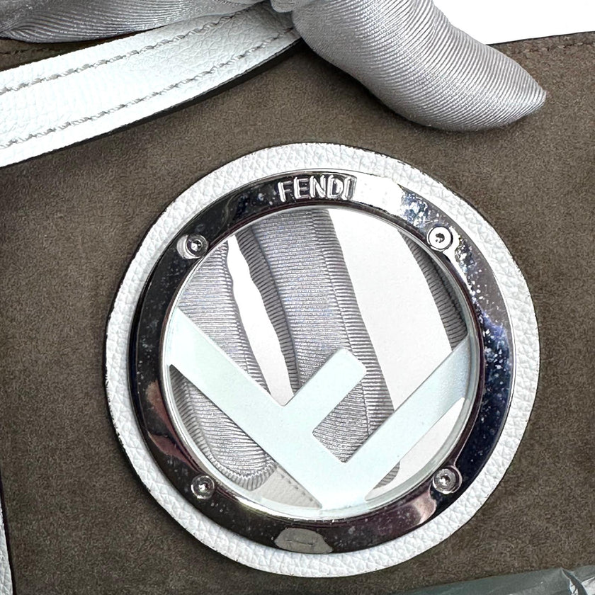 Fendi Borsa Shopping Logo Vitello Bianca con pochette