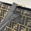 Fendi Borsa Tote Vintage Zucca FF in Tessuto Nero e Oro Lurex