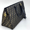 Fendi Borsa Tote Vintage Zucca FF in Tessuto Nero e Oro Lurex