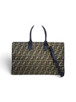 Fendi Borsa Tote Vintage Zucca FF in Tessuto Nero e Oro Lurex