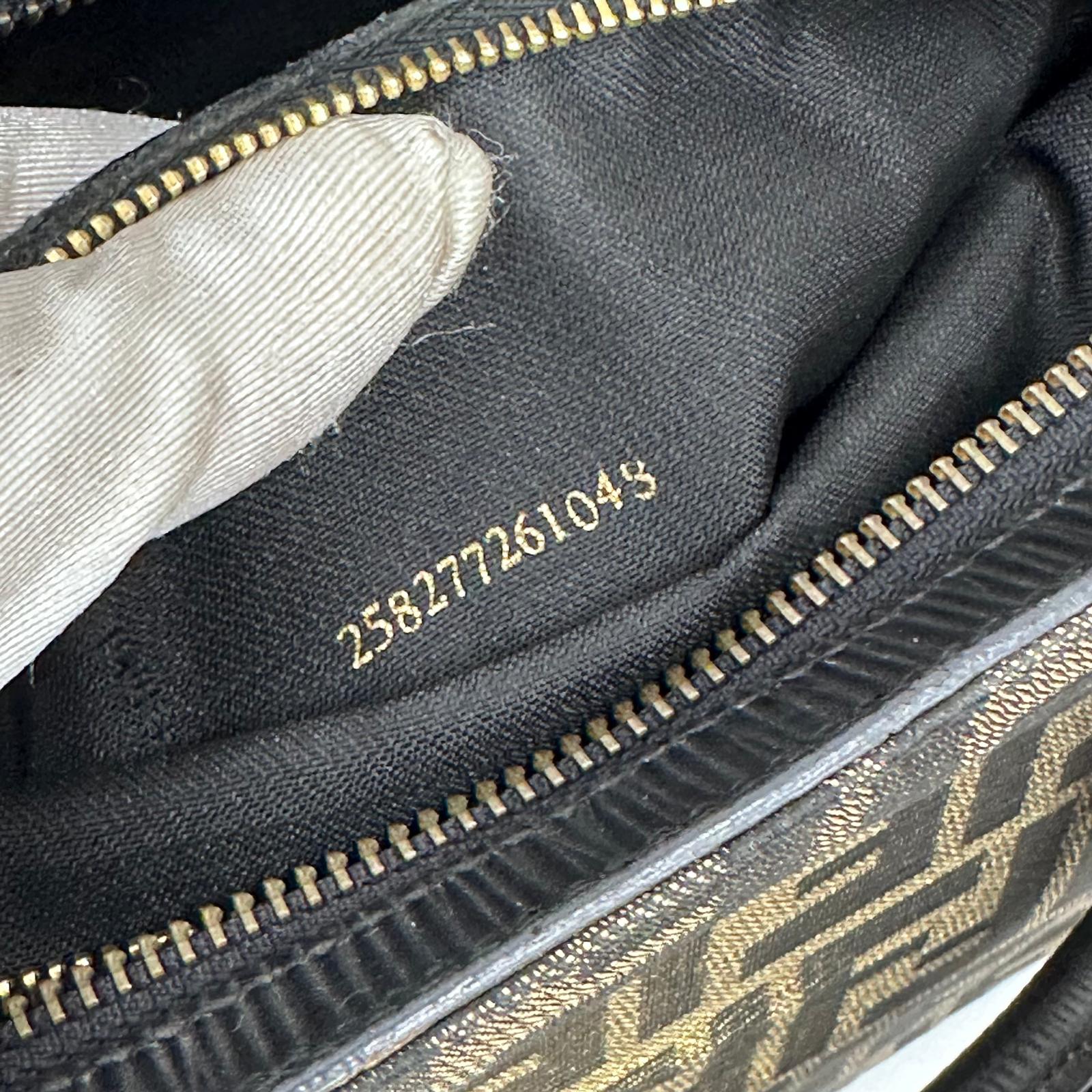Fendi Borsa Tote Vintage Zucca FF in Tessuto Nero e Oro Lurex