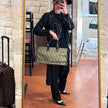 Fendi Borsa Tote Vintage Zucca FF in Tessuto Nero e Oro Lurex