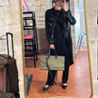 Fendi Borsa Tote Vintage Zucca FF in Tessuto Nero e Oro Lurex