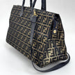 Fendi Borsa Tote Vintage Zucca FF in Tessuto Nero e Oro Lurex