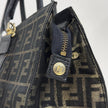 Fendi Borsa Tote Vintage Zucca FF in Tessuto Nero e Oro Lurex