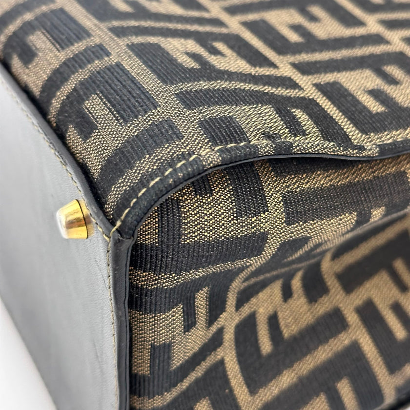 Fendi Borsa Tote Zucca FF Canvas con Dettagli in Pelle