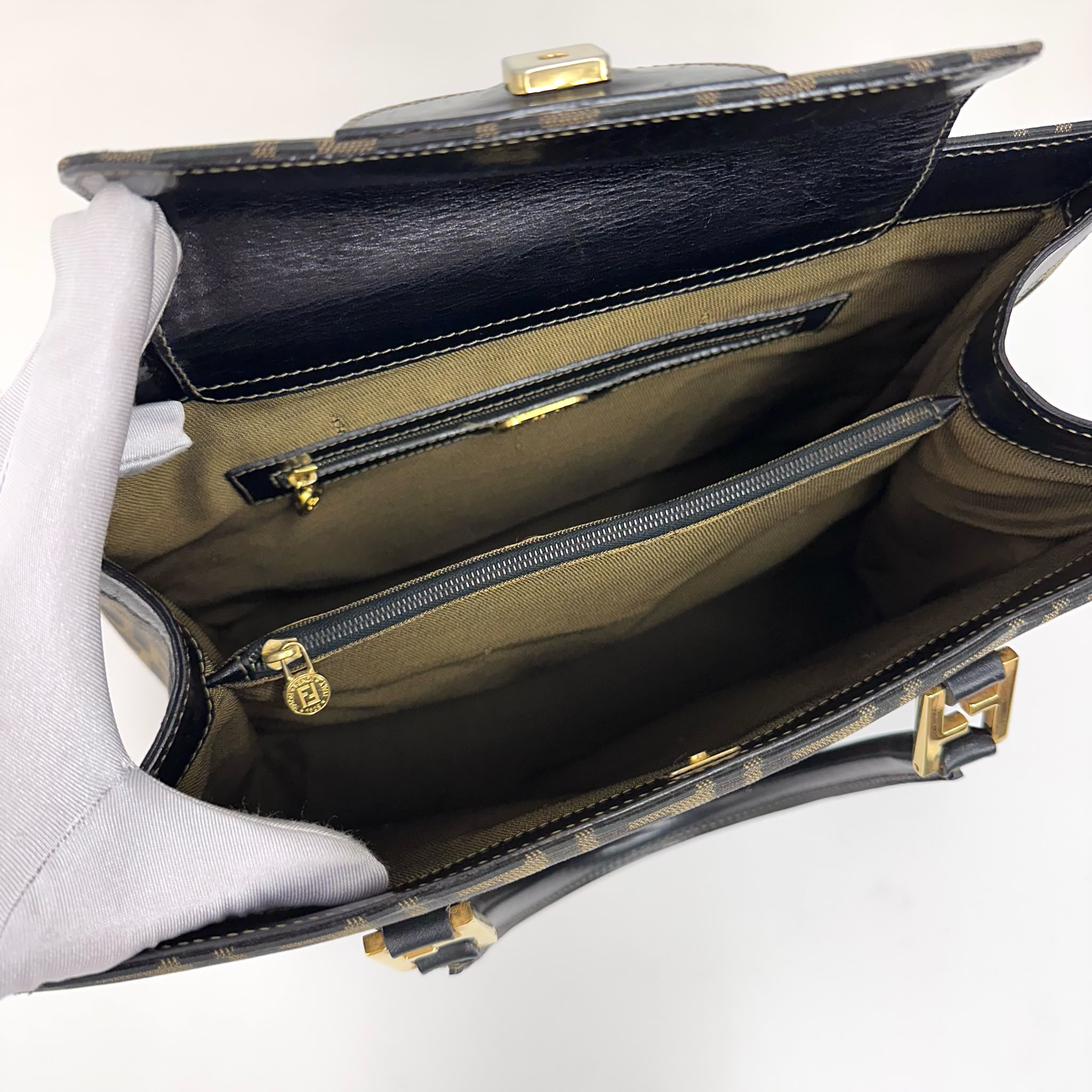 Fendi Borsa Tote Zucca FF Canvas con Dettagli in Pelle
