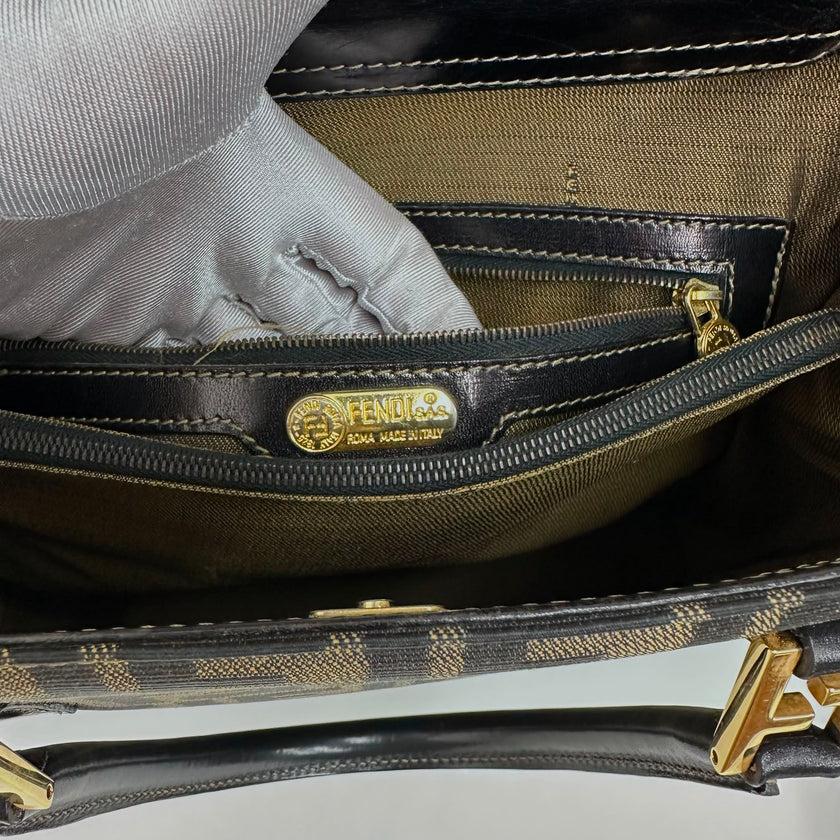 Fendi Borsa Tote Zucca FF Canvas con Dettagli in Pelle