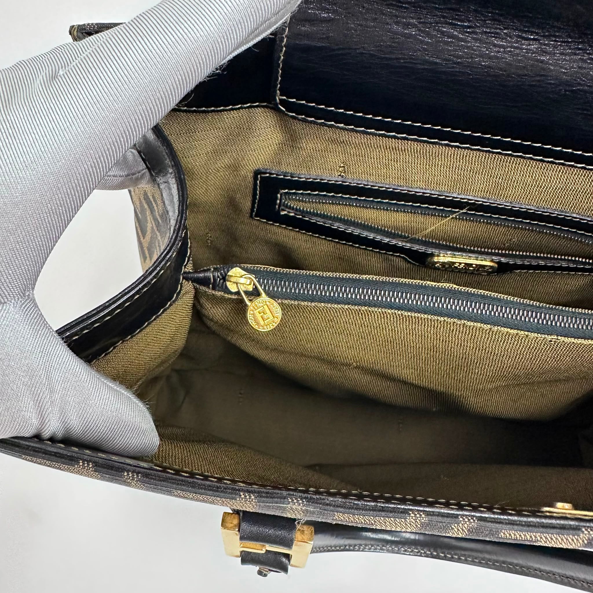 Fendi Borsa Tote Zucca FF Canvas con Dettagli in Pelle