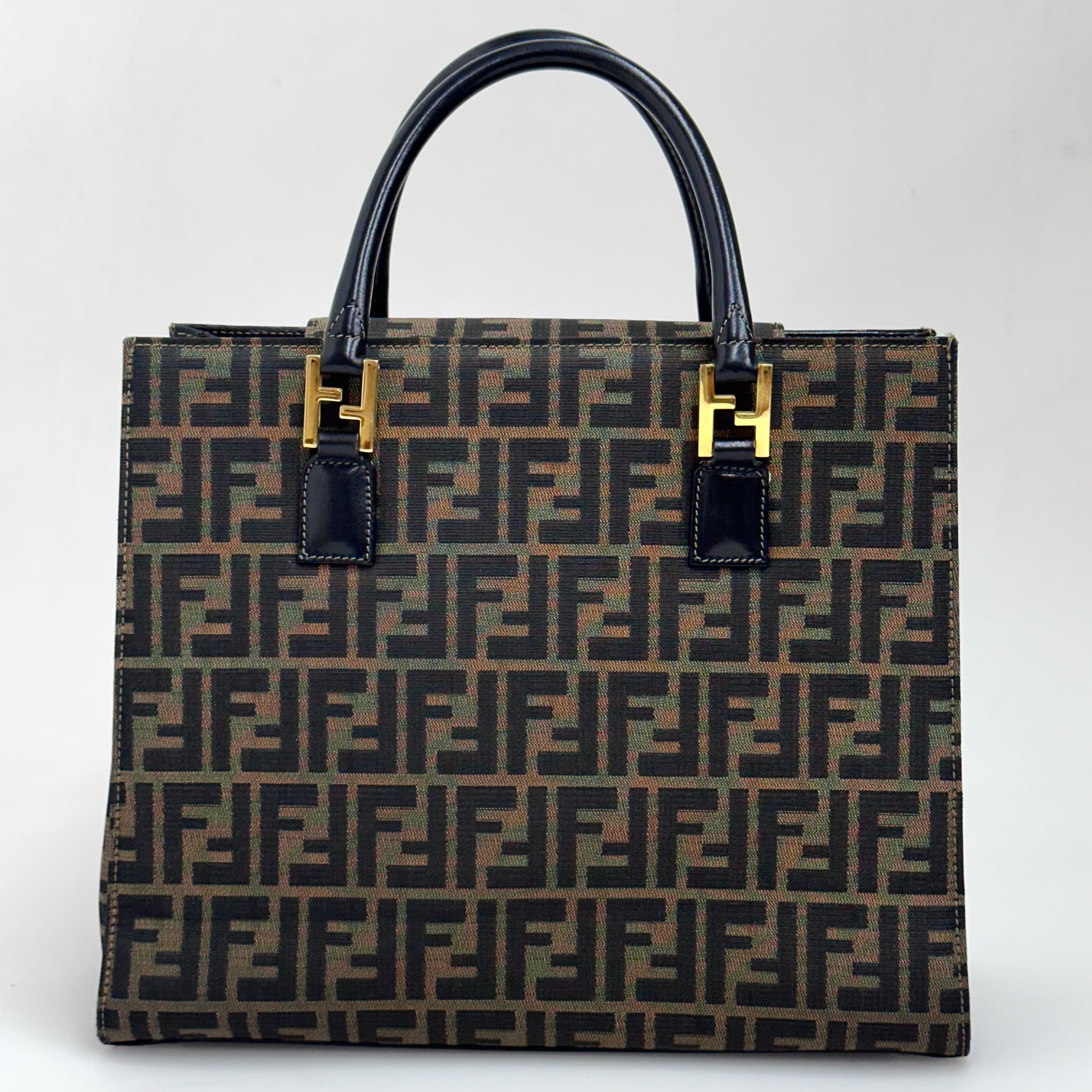 Fendi Borsa Tote Zucca FF Canvas con Dettagli in Pelle