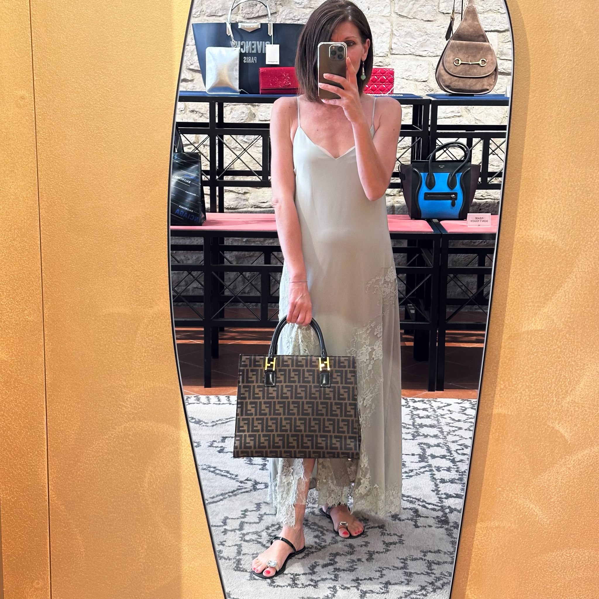 Fendi Borsa Tote Zucca FF Canvas con Dettagli in Pelle