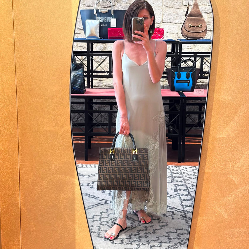 Fendi Borsa Tote Zucca FF Canvas con Dettagli in Pelle