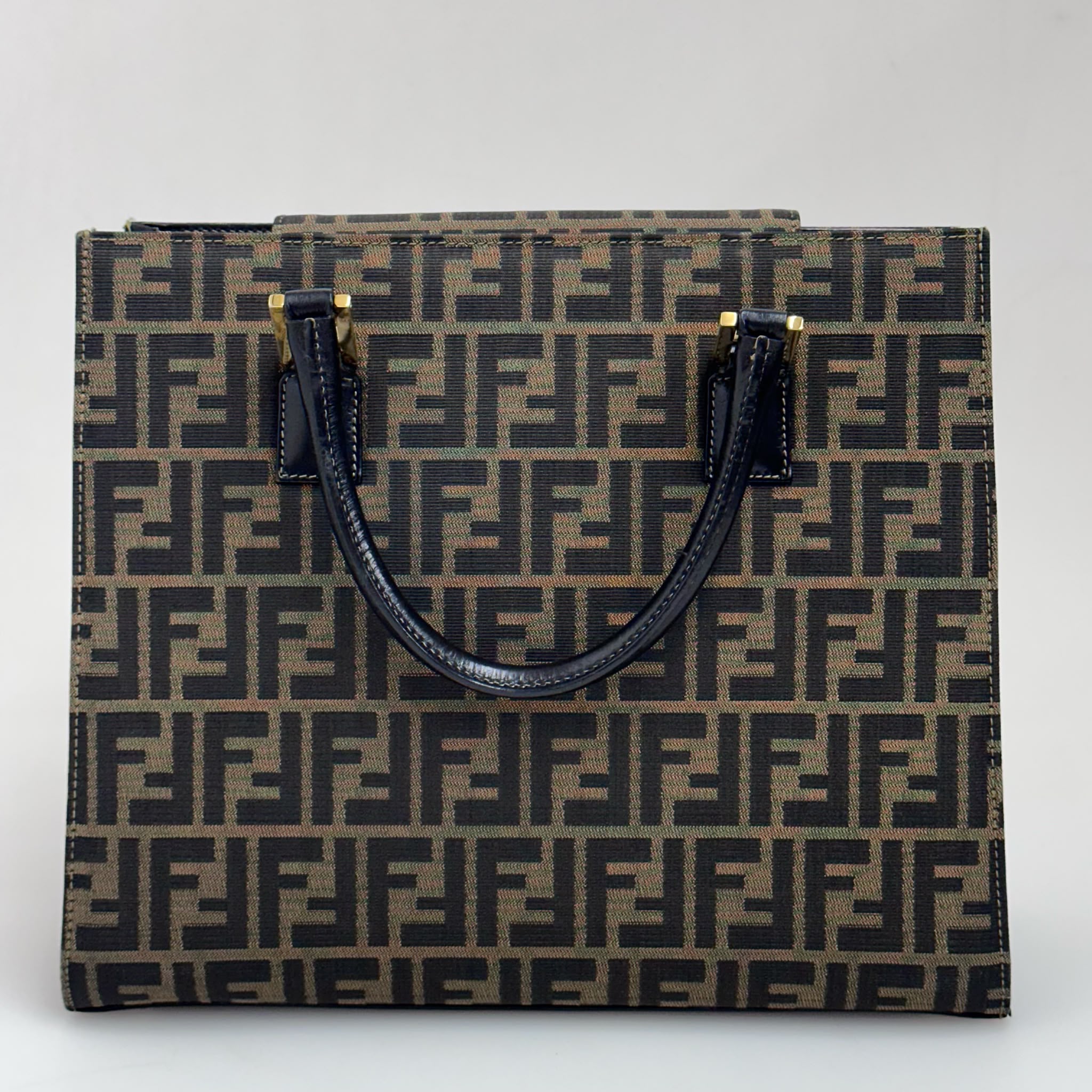 Fendi Borsa Tote Zucca FF Canvas con Dettagli in Pelle