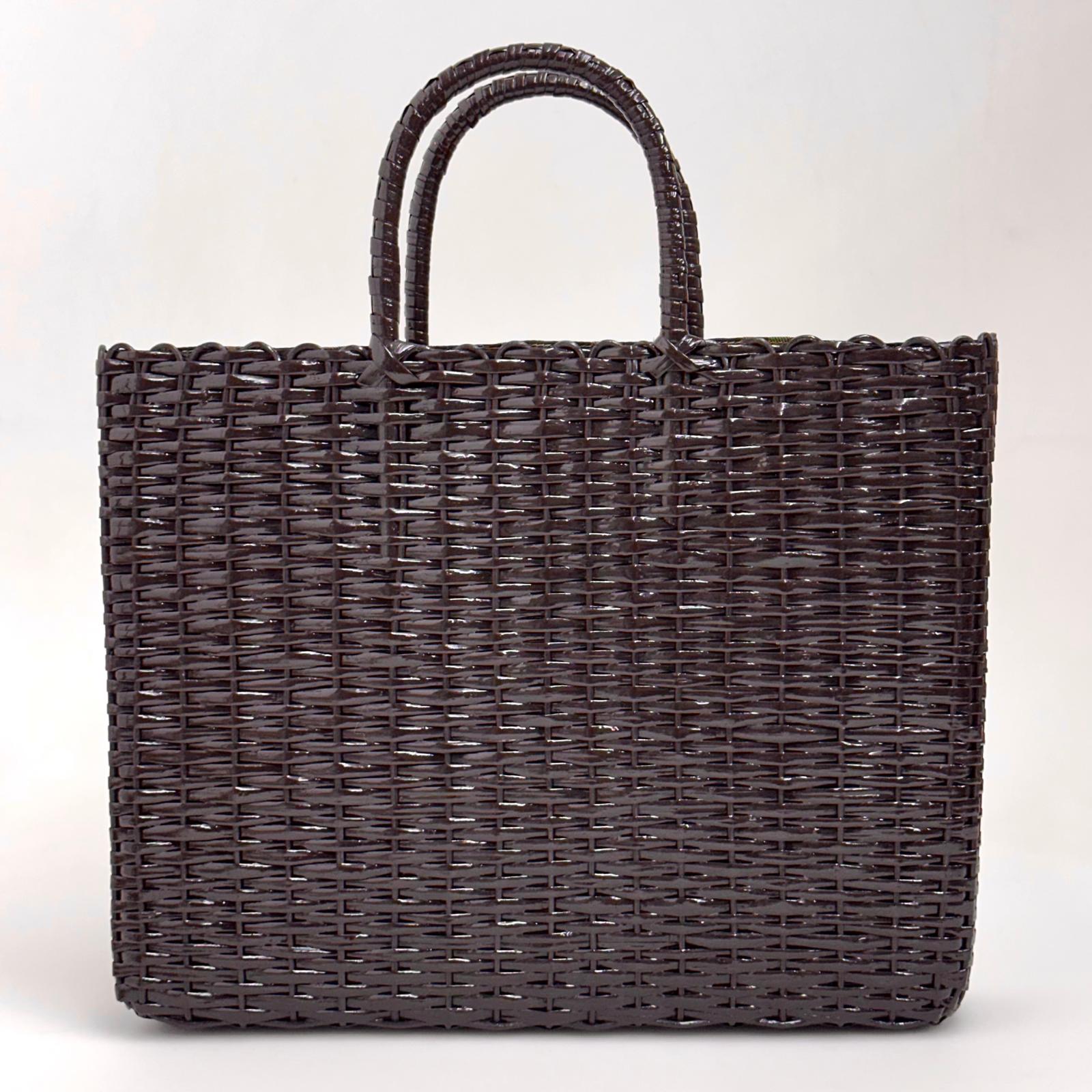 Fendi Borsa Vintage Rattan Lucido Marrone con Interno Zucca FF