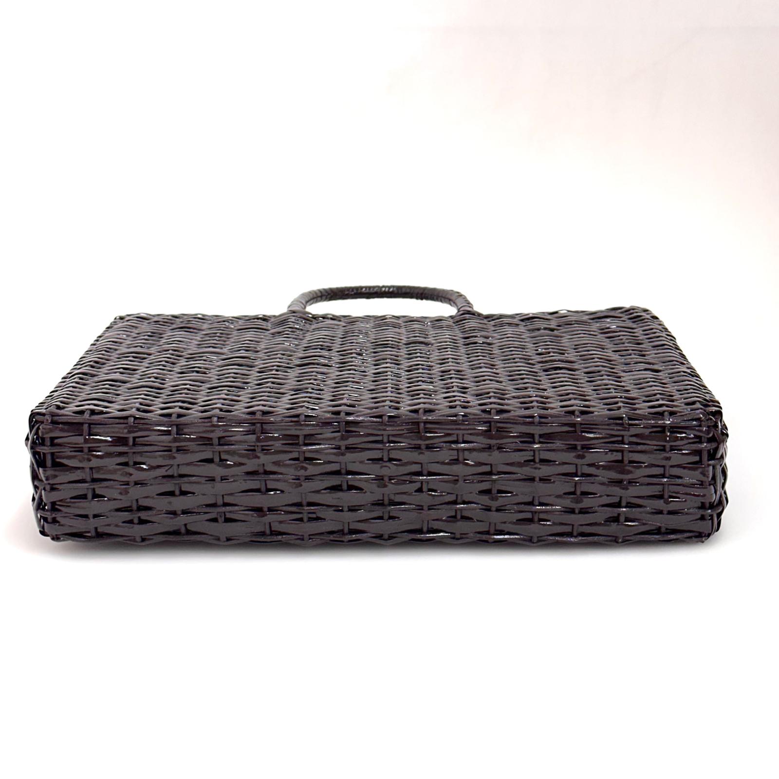 Fendi Borsa Vintage Rattan Lucido Marrone con Interno Zucca FF