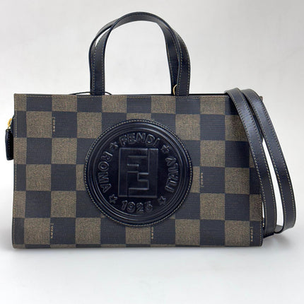 Fendi Borsa Vintage Shopper FF Jacquard marrone e nera
