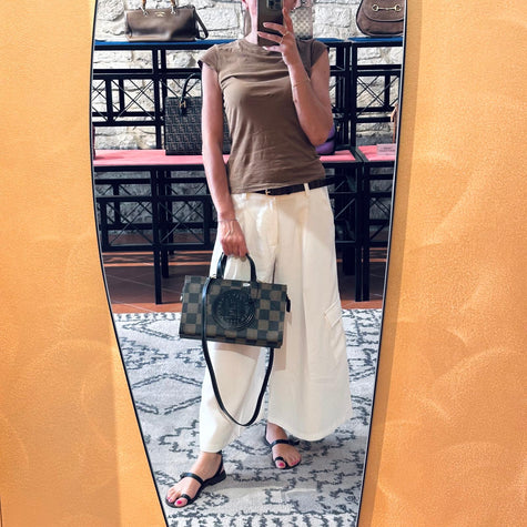 Fendi Borsa Vintage Shopper FF Jacquard marrone e nera