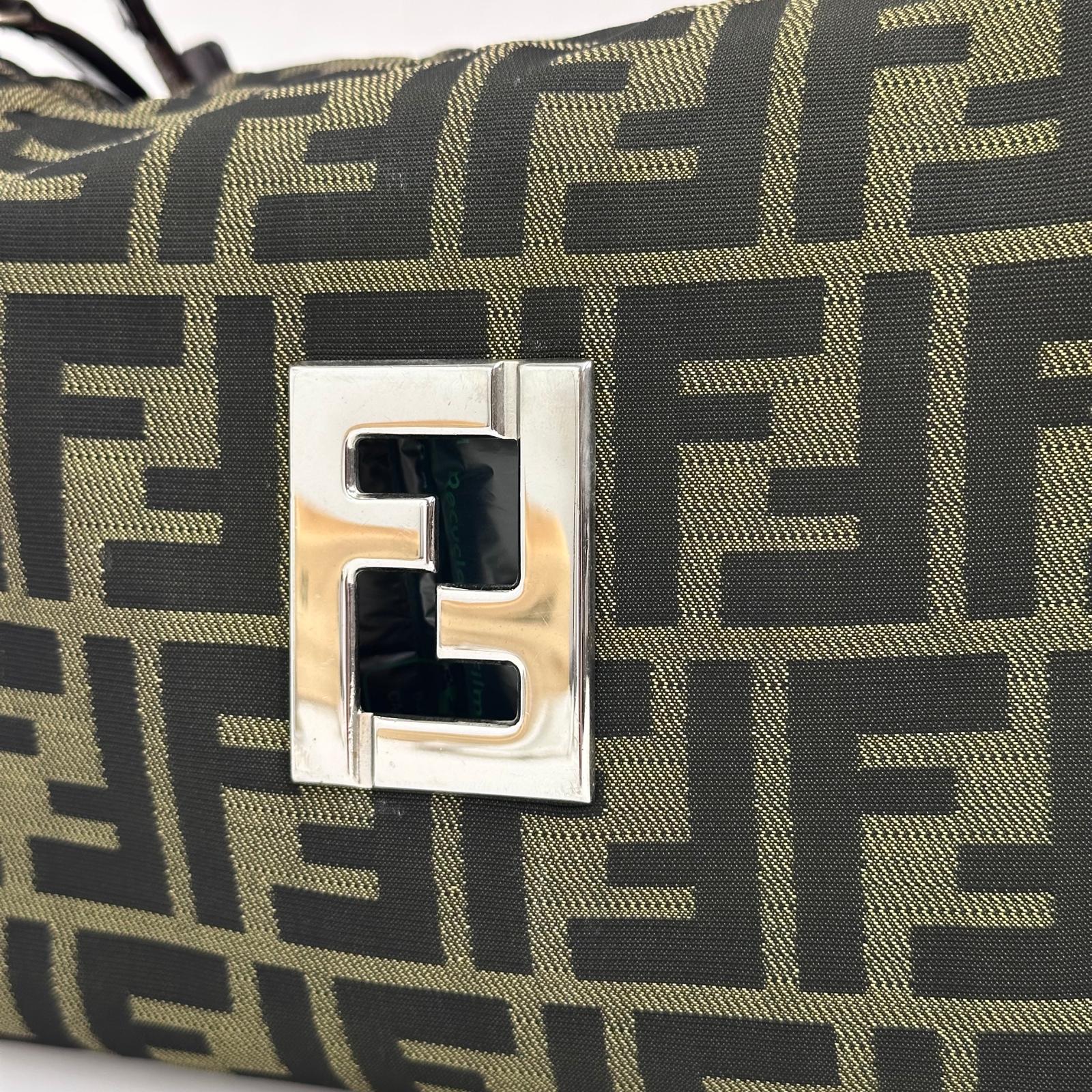 Fendi Borsa Vintage Zucca FF in Tessuto Jacquard Marrone