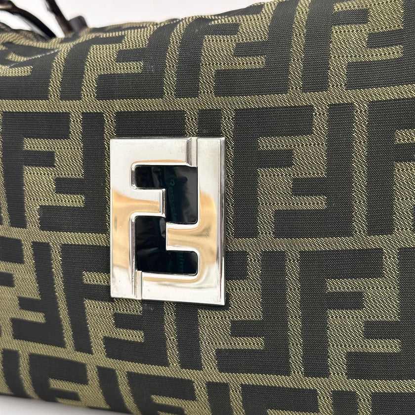 Fendi Borsa Vintage Zucca FF in Tessuto Jacquard Marrone