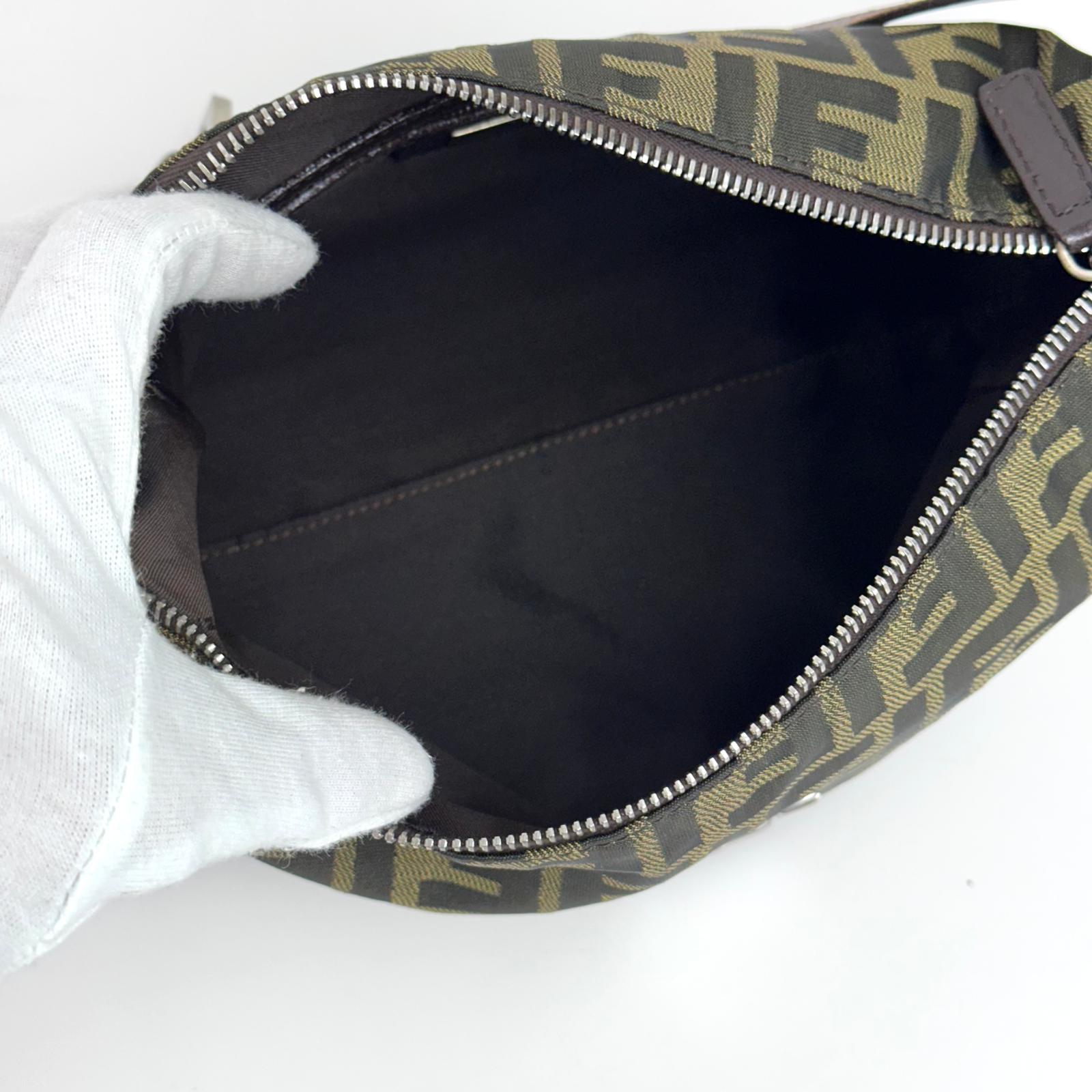 Fendi Borsa Vintage Zucca FF in Tessuto Jacquard Marrone