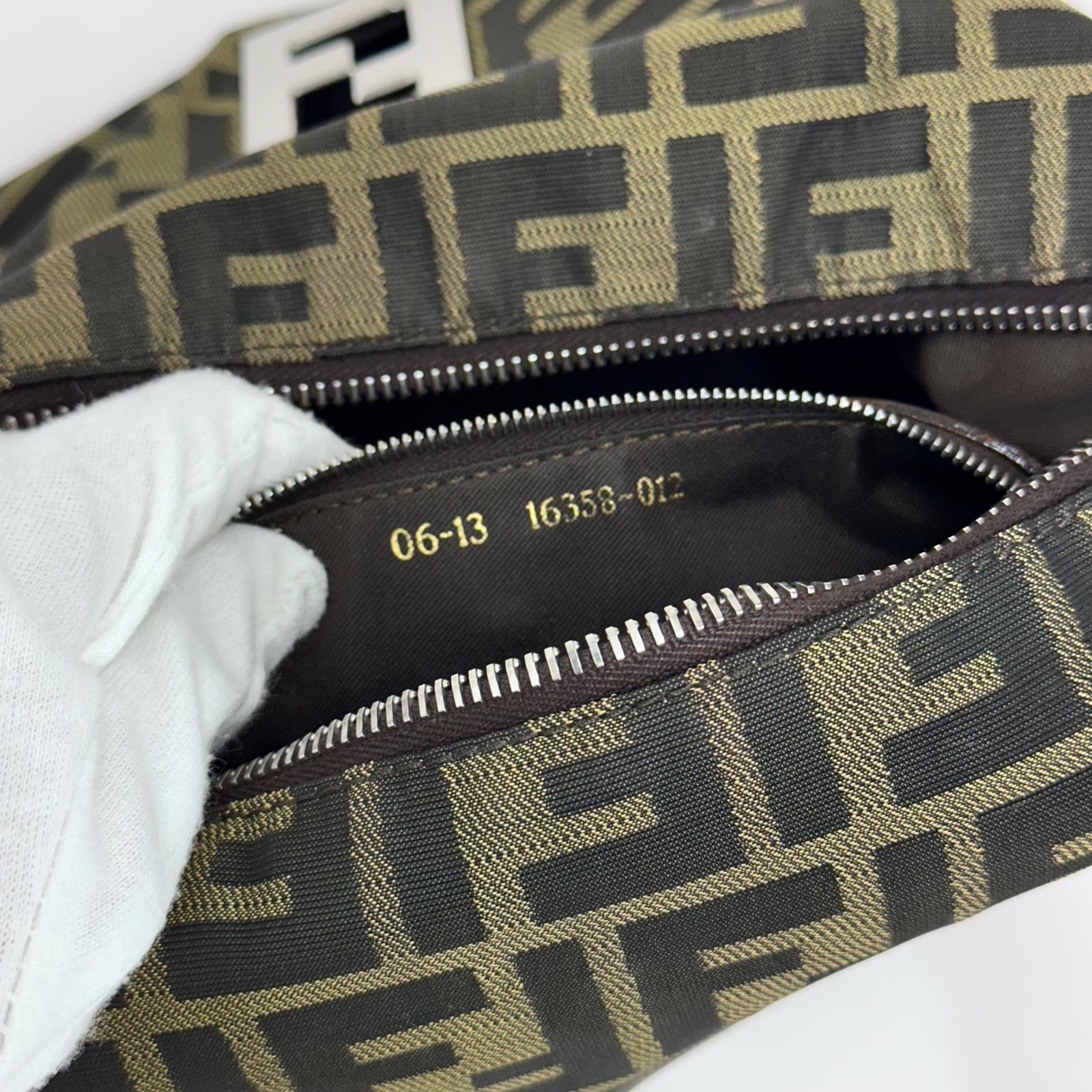 Fendi Borsa Vintage Zucca FF in Tessuto Jacquard Marrone