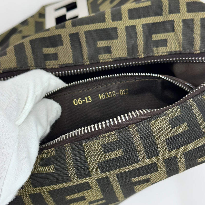 Fendi Borsa Vintage Zucca FF in Tessuto Jacquard Marrone