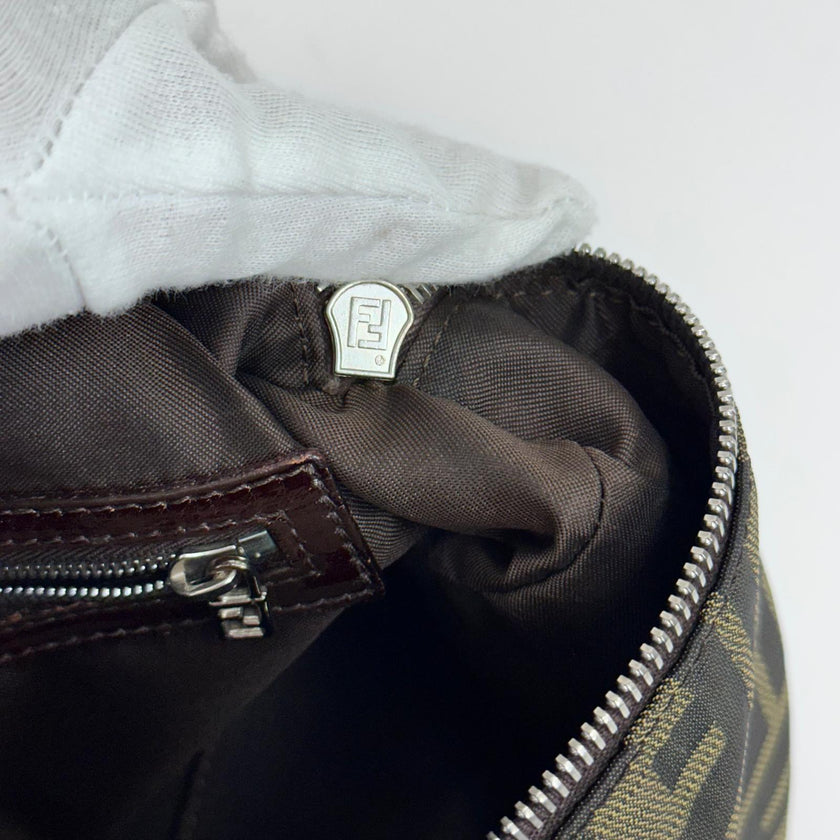Fendi Borsa Vintage Zucca FF in Tessuto Jacquard Marrone