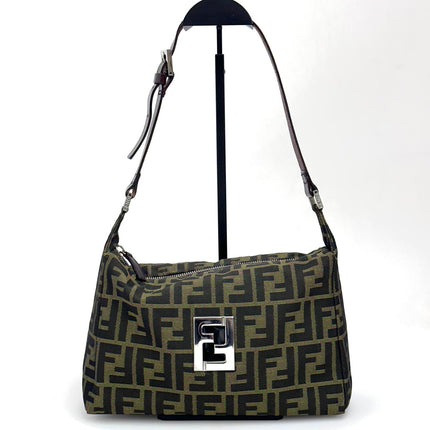 Fendi Borsa Vintage Zucca FF in Tessuto Jacquard Marrone