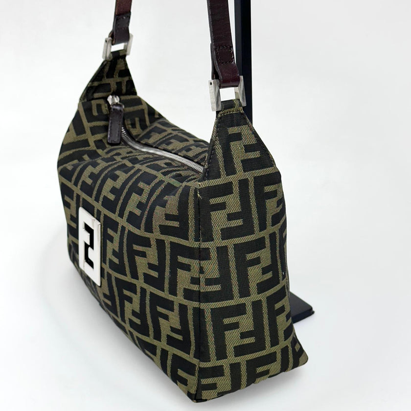 Fendi Borsa Vintage Zucca FF in Tessuto Jacquard Marrone